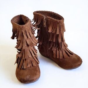 Jumping Beans Brown Fringe Suede Boots Size 7.